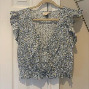 Universal Thread Blue and Yellow Floral Blouse